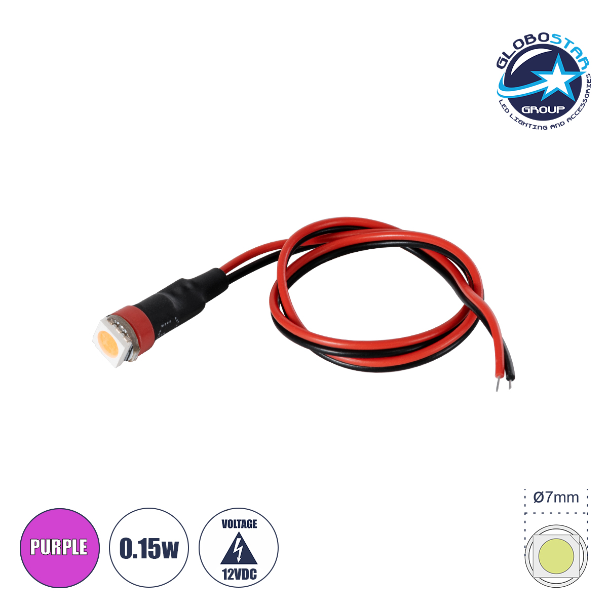 81489_1 GloboStar® SMD-LED 81489 Υψηλής Ισχύος SMD LED 0.12W 15lm DC 12V - Φ0.7 x Υ2.3cm - Φούξια - Dimmable - 2 Χρόνια Εγγύηση - Image 1