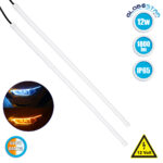 GLOBOSTAR® DRL 81724 Φώτα Ημέρας DRL & Φλας LED 8W/16W 700lm/1400lm 200° DC 12V Αδιάβροχο IP65 Ψυχρό Λευκό 6000K & Πορτοκαλί - Μ45 x Π1.3 x Υ1.3cm - Πακέτο 2 Τεμαχίων - 1 Χρόνο Εγγύηση