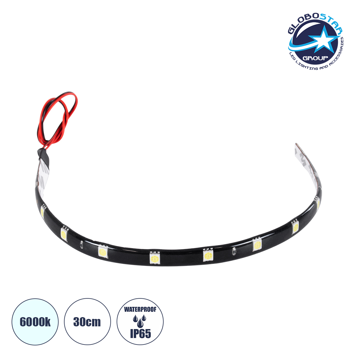 81729_1 GloboStar® Αδιάβροχη Ταινία LED 30cm 15xSMD5050 12V IP65 Μ30 x Π1 x Υ0.3cm Ψυχρό Λευκό 6000K - Image 1
