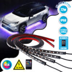 GLOBOSTAR® UNDERBODY 81841 Κιτ Διακοσμητικού Φωτισμού Αυτοκινήτου με IR Ασύρματο Χειριστήριο LED 72W 4320lm 120° DC 12V Αδιάβροχο IP65 Πολύχρωμο RGB - 2 Τεμάχια x Μ90 x Π1.3 x Υ1.3cm & 2 Τεμάχια x Μ120 x Π1.3 x Υ1.3cm - Πακέτο 4 Τεμαχίων - 1 Χρόνο Εγγύηση
