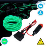 GLOBOSTAR® ELWIRE 82209 Κιτ Διακοσμητικού Φωτισμού Αυτοκινήτου LED 1.2W 84lm 360° DC 12V Αδιάβροχο IP65 Πράσινο - Μ300 x Π1 x Υ0.3cm - 1 Χρόνο Εγγύηση