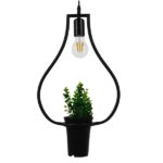 GLOBOSTAR® FLOWERPOT 10001210 Μοντέρνο Κρεμαστό Φωτιστικό Οροφής με Ντουί 1 x E27 AC 220-240V IP20 - Μαύρο & Πράσινο - Μ27 x Π27 x Υ40cm - Image 2
