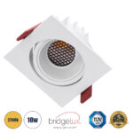 GLOBOSTAR® LEO-SQ 60291 Χωνευτό Κινούμενο Downlight Σποτ με Honeycomb Anti Glare Reflector LED 10W 1250lm 38° AC 220-240V IP20 Θερμό Λευκό 2700K - Bridgelux COB Chip & TÜV SÜD Driver - Λευκό Ματ - Μ8.5 x Π8.5 x Υ6.6cm / Q7.5 x 7.5cm - 5 Χρόνια Εγγύηση - Image 2