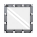 GloboStar® MAKEUP MIRROR-80x80-6 Μοντέρνος Καθρέπτης Μακιγιάζ με Πλαίσιο Φυσικού Ξύλου με Διακόπτη On/Off 12 x E27 AC220-240V - Μ80 x Π7 x Υ80cm - Γκρι Ανθρακί - Image 3