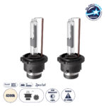 GLOBOSTAR® HID 84025 Λάμπα Xenon D2R Super Vision Υψηλής Φωτεινότητας +60% CANbus E1 ECER37 55W/110W 5000lm/10000lm 360° DC 12-24V Αδιάβροχο IP65 Φυσικό Λευκό 4300K - Μ3.2 x Π3.2 x Υ7.5cm - Πακέτο 2 Τεμαχίων - 2 Χρόνια Εγγύηση