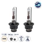 GloboStar® D4S/D4R 84029 Λάμπες Αυτοκινήτου HID Xenon Super Vision High Brightness +60% E1 ECER37 360° DC 12-24V IP20  Φ3.5 x  Υ7.5cm 4300K- Σετ 2 Τεμαχίων