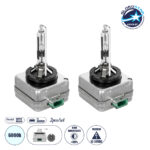 GloboStar® D3R 84035 Λάμπες Αυτοκινήτου HID Xenon Super Vision High Brightness +60% E1 ECER37 360° DC 12-24V IP20  Μ4 x  Π5 x Υ8cm 6000K- Σετ 2 Τεμαχίων