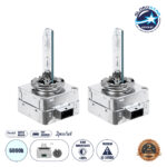 GLOBOSTAR® HID 84040 Λάμπα Xenon D1S Super Vision Υψηλής Φωτεινότητας +80% CANbus DOT ECER37 55W/110W 5000lm/10000lm 360° DC 12-24V Αδιάβροχο IP65 Ψυχρό Λευκό 6000K - Μ4 x Π5 x Υ8cm - Πακέτο 2 Τεμαχίων - 2 Χρόνια Εγγύηση