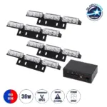 GloboStar® 85017 PRO Series ΣΕΤ 4 x 3 Μπάρες Σήμανσης Οχήματος Οδικής Βοήθειας για Αυτοκίνητα & Φορτηγά 3 Προγραμμάτων Φωτισμού STROBE LED HIGH POWER 36W DC 10-30V Αδιάβροχο IP65 Κόκκινο & Μπλε-  Μ18 x Π4.5 x Υ3cm - 2 Χρόνια Εγγύηση