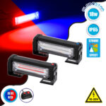 GloboStar® 85029 PRO Series ΣΕΤ 2 x Μπάρες Σήμανσης Οχήματος Αστυνομίας για Αυτοκίνητα & Φορτηγά 13 Προγραμμάτων Φωτισμού LED CREE CXB COB 18W DC 10-30V Αδιάβροχο IP65 Κόκκινο & Μπλε