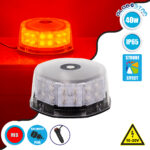 GloboStar® 85162 PRO Series Φάρος Σήμανσης Οχήματος Πυροσβεστικής για Αυτοκίνητα & Φορτηγά 6 Προγραμμάτων Φωτισμού STROBE LED 40W DC 10-30V Αδιάβροχος IP65 Κόκκινο