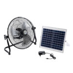 GloboStar® SOLARO-FAN 85352 Solar Fan Αυτόνομος Ηλιακός Επιδαπέδιος Ανεμιστήρας 25W 2 Λειτουργιών Ρεύματος με AC 220-240V ή με Φωτοβολταϊκό Panel 9V 12W & Επαναφορτιζόμενη Μπαταρία Li-ion 7.4V 4400mAh - 12 Ταχύτητες - Ενσωματωμένο USB 2.0 Charger Συσκευών - IP20 - Μ42 x Π20 x Υ35cm - Μαύρο & Ασημί - 2 Years Warranty - Image 2
