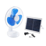 GloboStar® SOLARI-FAN 85353 Solar Fan Αυτόνομος Ηλιακός Επιτραπέζιος Ανεμιστήρας 25W 2 Λειτουργιών Ρεύματος με AC 220-240V ή με Φωτοβολταϊκό Panel 9V 12W & Επαναφορτιζόμενη Μπαταρία Li-ion 7.4V 4400mAh - 3 Ταχύτητες - IP20 - Μ24 x Π36 x Υ49cm - Λευκό & Μπλε - 2 Years Warranty - Image 2