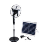 GloboStar® SOLARA-FAN 85356 Solar Fan Αυτόνομος Ηλιακός Επιδαπέδιος Ανεμιστήρας 25W 2 Λειτουργιών Ρεύματος με AC 220-240V ή με Φωτοβολταϊκό Panel 9V 12W & Επαναφορτιζόμενη Μπαταρία Li-ion 7.4V 4400mAh - 3 Ταχύτητες - Ενσωματωμένο USB 2.0 Charger Συσκευών - IP20 - Μ44 x Π37.5 x Υ132cm - Μαύρο - 2 Years Warranty - Image 2