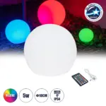 GloboStar® GARDENGLOW 85360 Μοντέρνο Φωτιστικό Κήπου Μπάλα LED Globe 5W Φ10 Επαναφορτιζόμενο Μπαταρίας με Καλώδιο USB - Φορτιστή και Ασύρματο Χειριστήριο IR Αδιάβροχο IP68 Πολύχρωμο RGBW