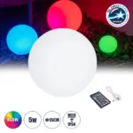 GLOBOSTAR® GARDENGLOW 85361 Μοντέρνο Φωτιστικό Κήπου Μπάλα με IR Ασύρματο Χειριστήριο LED 5W 250lm 360° DC 5V με USB-C με Επαναφορτιζόμενη Μπαταρία Li-ion 3.7V 2x18650 1400mAh Αδιάβροχο IP54 Πολύχρωμο RGBW Dimmable - Sanan SMD Chip - Γαλακτερό Λευκό - Μ15 x Π15 x Υ15cm - 2 Χρόνια Εγγύηση