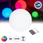 GLOBOSTAR® GARDENGLOW 85362 Μοντέρνο Φωτιστικό Κήπου Μπάλα με IR Ασύρματο Χειριστήριο LED 5W 250lm 360° DC 5V με USB-C με Επαναφορτιζόμενη Μπαταρία Li-ion 3.7V 2x18650 1400mAh Αδιάβροχο IP54 Πολύχρωμο RGBW Dimmable - Sanan SMD Chip - Γαλακτερό Λευκό - Μ20 x Π20 x Υ20cm - 2 Χρόνια Εγγύηση