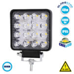 GLOBOSTAR® WORKPRO 85407 Προβολάκι LED 48W 4800lm 45° DC 10-30V Αδιάβροχο IP65 Ψυχρό Λευκό 6000K - CREE XBD Chip - Μ10.8 x Π3.2 x Υ12.8cm - 2 Χρόνια Εγγύηση