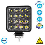GLOBOSTAR® WORKPRO 85409 Προβολάκι LED 48W 4800lm 45° DC 10-30V Αδιάβροχο IP65 Ψυχρό Λευκό 6000K - CREE COB Chip - Μ10.8 x Π3.2 x Υ12.8cm - 2 Χρόνια Εγγύηση