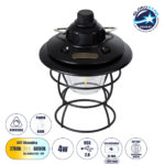 GloboStar® 85695 Αυτόνομο Φανάρι Camping LED 4W USB 2.0 με Επαναφορτιζόμενη Μπαταρία 1 x 18650 2000mAh Li-ion Power Bank IP20 Dimmable Μαύρο με Διάφανο Γυαλί CCT Εναλλαγή Φωτισμού μέσω On/Off All In One Ψυχρό 6000K+Φυσικό 4500K+Θερμό 2700K Φ13.5 x Υ17.5cm