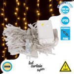 85800 Διακοσμητική Κουρτίνα 3 x 2 Μέτρα με Controller 8 Προγραμμάτων Φωτισμού - Επεκτεινόμενη 240 LED 6W AC 230V με Διάφανο Καλώδιο & Πρίζα Schuko IP20 Θερμό Λευκό 3000K Μ3 x Υ2m