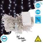 85801 Διακοσμητική Κουρτίνα 3 x 2 Μέτρα με Controller 8 Προγραμμάτων Φωτισμού - Επεκτεινόμενη 240 LED 6W AC 230V με Διάφανο Καλώδιο & Πρίζα Schuko IP20 Ψυχρό Λευκό 6000K Μ3 x Υ2m