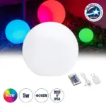 GLOBOSTAR® GARDENGLOW 85824 Μοντέρνο Φωτιστικό Κήπου Μπάλα με IR Ασύρματο Χειριστήριο LED 5W 250lm 360° DC 5V με USB-C με Επαναφορτιζόμενη Μπαταρία Li-ion 3.7V 2x18650 1400mAh Αδιάβροχο IP54 Πολύχρωμο RGBW Dimmable - Sanan SMD Chip - Γαλακτερό Λευκό - Μ24 x Π24 x Υ24cm - 2 Χρόνια Εγγύηση