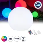 GloboStar® GARDENGLOW  85825 Μοντέρνο Φωτιστικό Κήπου Μπάλα LED Globe 10W Φ40 Επαναφορτιζόμενο Μπαταρίας με Καλώδιο USB - Φορτιστή και Ασύρματο Χειριστήριο IR Αδιάβροχο IP65 Πολύχρωμο RGBW
