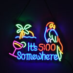 GloboStar® 85854 Φωτιστικό Ταμπέλα Φωτεινή Επιγραφή NEON LED Σήμανσης ITS 5:00 SOMEWHERE PARROT 30W AC 230V με Διακόπτη On/Off Ροζ - Γαλάζιο - Κίτρινο - Πράσινο - Κόκκινο - Image 5