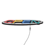 GloboStar® 85858 Φωτιστικό Ταμπέλα Φωτεινή Επιγραφή NEON LED Σήμανσης Animated Ovale OPEN 30W AC 230V με Διακόπτη On/Off και Ασύρματο Χειριστήριο IR Λευκό - Κόκκινο - Πράσινο - Κίτρινο - Γαλάζιο - Image 4