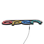 GloboStar® 85859 Φωτιστικό Ταμπέλα Φωτεινή Επιγραφή NEON LED Σήμανσης Animated OPEN 30W AC 230V με Διακόπτη On/Off και Ασύρματο Χειριστήριο IR Λευκό - Κόκκινο - Πράσινο - Κίτρινο - Γαλάζιο - Image 4
