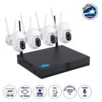 GloboStar® 86039 Ασύρματο Καταγραφικό με 4 x Camera 2MP 1080P WiFi  360° Μοιρών - Αδιάβροχο IP66 - Νυχτερινή Όραση με LED IR - Διπλή Κατέυθυνση Ομιλίας - Ανιχνευτή Κίνησης - Νυχτερινή Λήψη - Λευκό