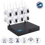 GloboStar® 86040 Ασύρματο Καταγραφικό με 8 x Camera 2MP 1080P WiFi  360° Μοιρών - Αδιάβροχο IP66 - Νυχτερινή Όραση με LED IR - Διπλή Κατέυθυνση Ομιλίας - Ανιχνευτή Κίνησης - Νυχτερινή Λήψη - Λευκό