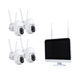 GloboStar® 86041 Ασύρματο Καταγραφικό με Οθόνη - 4 x Camera 2MP 1080P WiFi  360° Μοιρών - Αδιάβροχο IP66 - Νυχτερινή Όραση με LED IR - Διπλή Κατέυθυνση Ομιλίας - Ανιχνευτή Κίνησης - Νυχτερινή Λήψη - Λευκό - Image 3