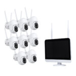 GloboStar® 86042 Ασύρματο Καταγραφικό με Οθόνη - 8 x Camera 2MP 1080P WiFi  360° Μοιρών - Αδιάβροχο IP66 - Νυχτερινή Όραση με LED IR - Διπλή Κατέυθυνση Ομιλίας - Ανιχνευτή Κίνησης - Νυχτερινή Λήψη - Λευκό - Image 3