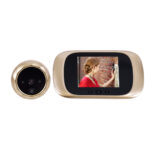 GloboStar® 86068 Επαναφορτιζόμενη Ψηφιακή Έξυπνη Camera Εξώπορτας 90° Μοιρών με Έγχρωμη Οθόνη 2.8" Inches - USB - Νυχτερινή Όραση με LED IR - Κουδούνι - Χρυσό - Image 3