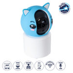 GloboStar® 86079 Επιτραπέζια Κάμερα WiFi HD 1080P 350° Διπλή Κατέυθυνση Ομιλίας & Ανιχνευτή Κίνησης - Απομακρυσμένος Έλεγχος Body Auto Tracking IP20 - Γαλάζιο Λευκό - Φ8 x Υ13cm - 2 Χρόνια Εγγύηση