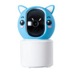 GloboStar® 86079 Επιτραπέζια Κάμερα WiFi HD 1080P 350° Διπλή Κατέυθυνση Ομιλίας & Ανιχνευτή Κίνησης - Απομακρυσμένος Έλεγχος Body Auto Tracking IP20 - Γαλάζιο Λευκό - Φ8 x Υ13cm - 2 Χρόνια Εγγύηση - Image 4