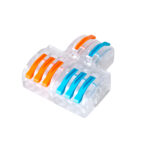 GloboStar® FAST-CONNECT 69910 Διπλή σε Εξαπλή Κλέμα Ταχείας Σύνδεσης & Διακλάδωσης Καλωδίων - 2 x Είσοδοι & 6 x Έξοδοι με Συμβατή Διατομή Καλωδίων 0.08mm² έως 2.5mm² - 250V/4KV 32A Max - Μ3.6 x Π4 x Υ1.5cm - Διάφανο με Πορτοκαλί & Μπλε - Πακέτο 5 Τεμαχίων - 5 Years Warranty - Image 2