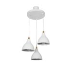 GLOBOSTAR® RADE 203-0128 Μοντέρνο Κρεμαστό Φωτιστικό Οροφής με Ντουί 3 x E27 AC 220-240V IP20 - Λευκό & Χρυσό - Μ40 x Π40 x Υ40cm - Image 2