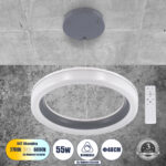 GLOBOSTAR® ARIANA 61039 Μοντέρνο Κρεμαστό Φωτιστικό Οροφής LED 55W 6376lm 120° AC 220-240V IP20 Ρυθμιζόμενο Λευκό CCT με Χειριστήριο από 2700K έως 6000K Dimmable - Lumileds SMD Chip - Γκρι - Μ48 x Π48 x Υ6.5cm - 3 Χρόνια Εγγύηση - Image 2