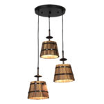 GLOBOSTAR® CEBU 00888 Vintage Κρεμαστό Φωτιστικό Οροφής με Ντουί 3 x E27 AC 220-240V IP20 - Καφέ & Μαύρο - Μ40 x Π40 x Y210cm - Image 2