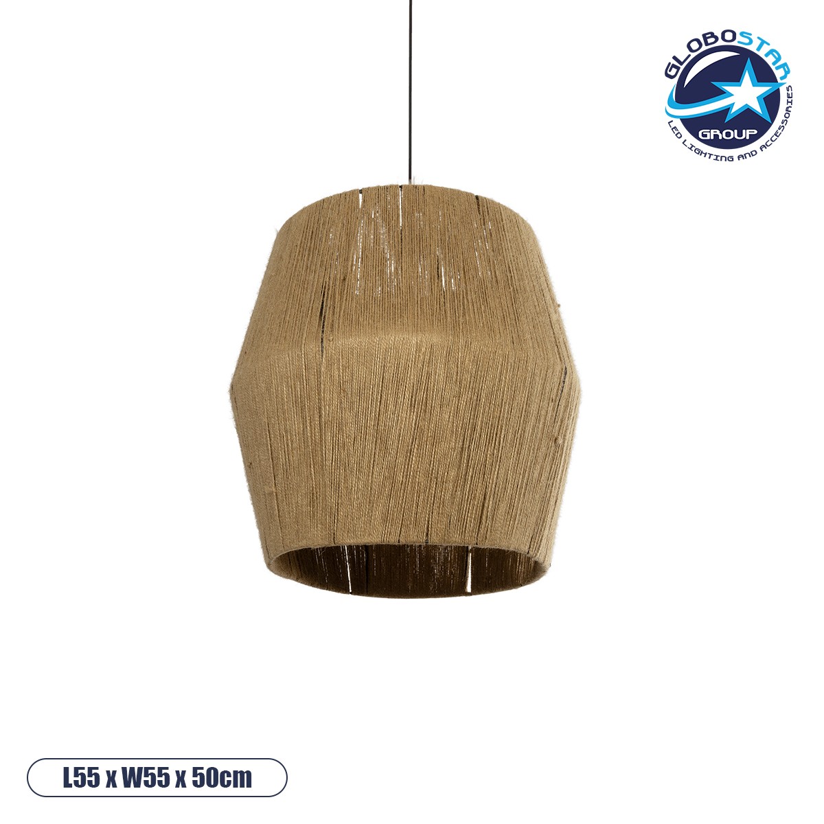 8d7730_205_0058_1 GLOBOSTAR® CONE 205-0058 Boho Κρεμαστό Φωτιστικό Οροφής με Ντουί 1 x E27 AC 220-240V IP20 - Μπεζ - M55 x Π55 x Υ50cm - Image 1