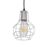 GLOBOSTAR® CAGE 00951 Vintage Κρεμαστό Φωτιστικό Οροφής με Ντουί 1 x E27 AC 220-240V IP20 - Ασημί - Μ15 x Π15 x Y21cm