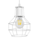 GLOBOSTAR® CAGE 00867 Vintage Κρεμαστό Φωτιστικό Οροφής με Ντουί 1 x E27 AC 220-240V IP20 - Λευκό - Μ15 x Π15 x Υ22cm - Image 2