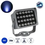 GLOBOSTAR® FLOODXENA 90131 Προβολέας Σποτ Wall Washer LED 24W 2040lm 10° AC 220-240V Αδιάβροχο IP65 Μπλε - Bridgelux SMD Chip - Γκρι Ανθρακί - Μ18 x Π13.5 x Υ18cm - 3 Χρόνια Εγγύηση