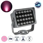 GLOBOSTAR® FLOODXENA 90132 Προβολέας Σποτ Wall Washer LED 24W 2040lm 10° AC 220-240V Αδιάβροχο IP65 Φούξια - Bridgelux SMD Chip - Γκρι Ανθρακί - Μ18 x Π13.5 x Υ18cm - 3 Χρόνια Εγγύηση