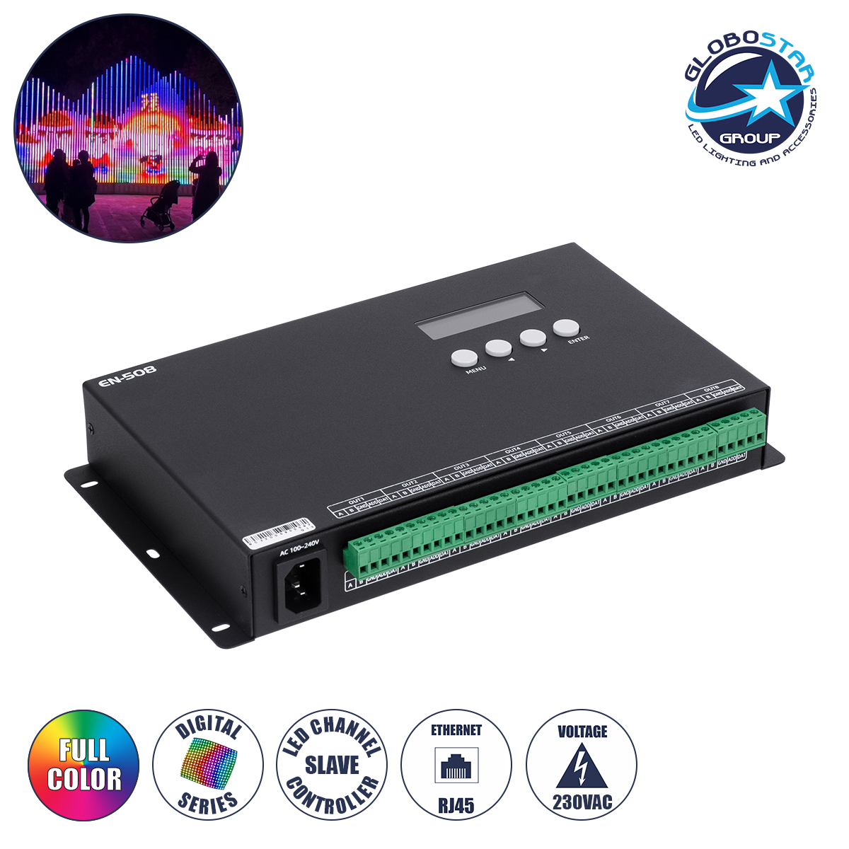 90144_01 GLOBOSTAR® SEEKWAY-EN508 90144 Επαγγελματικός Ψηφιακός Controller SPI/TTL Pixel Online Full Color ARTNET - 3 Χρόνια Εγγύηση - Image 1