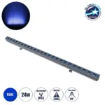 GLOBOSTAR® WASHERMARGO 90154 Μπάρα Φωτισμού Wall Washer LED 24W 2040lm 30° DC 24V Αδιάβροχο IP65 Μπλε Dimmable - Bridgelux SMD Chip - Γκρι Ανθρακί - Μ100 x Π4 x Υ6.4cm - 3 Χρόνια Εγγύηση
