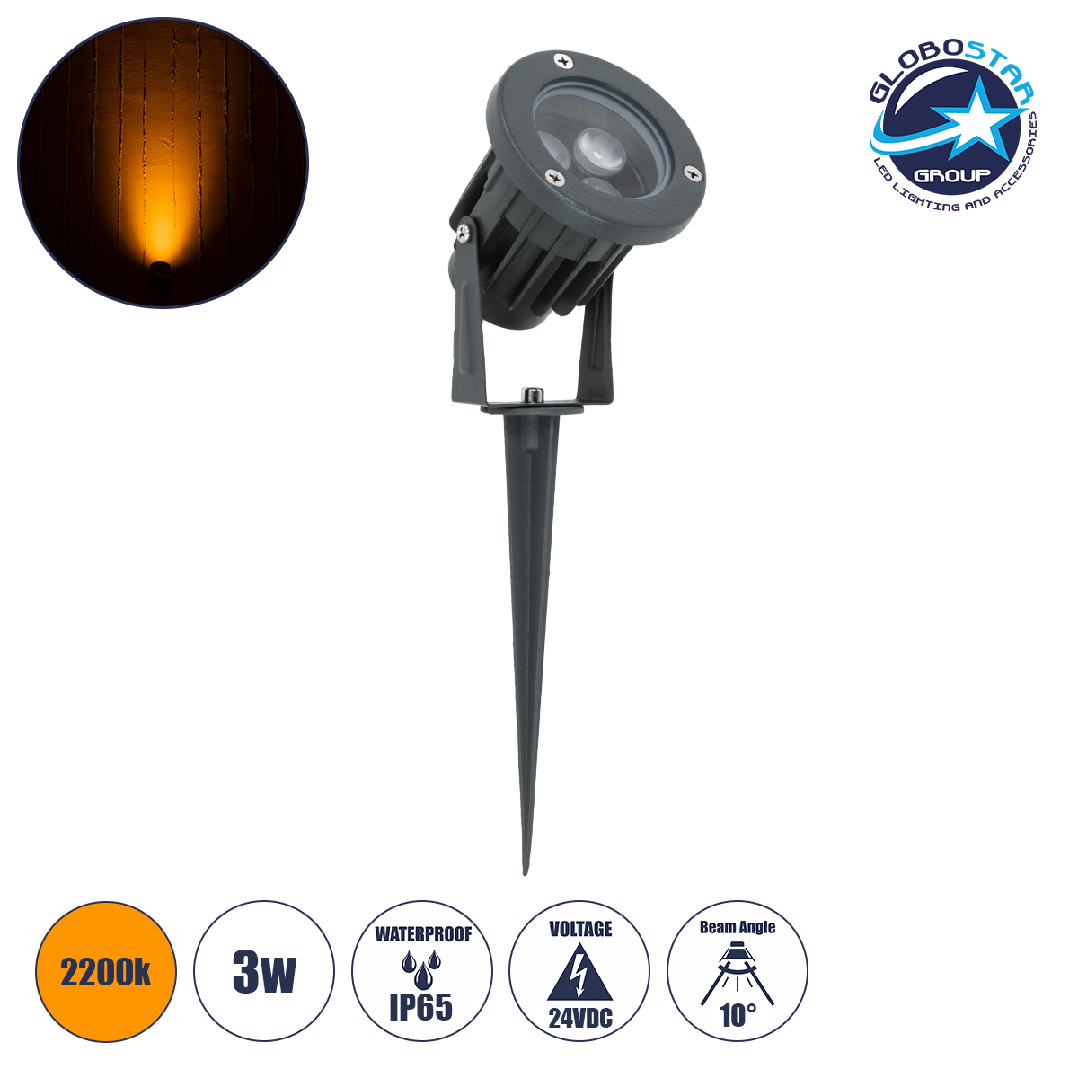 90350_1 GLOBOSTAR® TREETZINA 90350 Φωτιστικό Σποτ για Φυτά - Δέντρα με Βάση Κήπου / Καρφωτό LED 3W 315lm 10° DC 24V Αδιάβροχο IP65 Ultra Θερμό Λευκό 2200K Dimmable - Bridgelux SMD Chip - Γκρι Ανθρακί - Μ10.5 x Π7.5 x Υ7.5cm - 3 Χρόνια Εγγύηση - Image 1